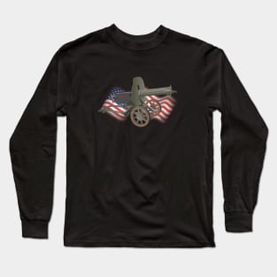 Maxim Gun with US Flag Long Sleeve T-Shirt